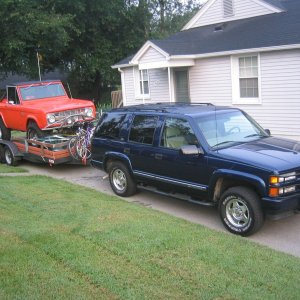 bronco in tow..