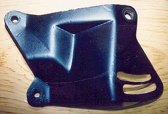 Modified Ford engine bracket with slot cut in